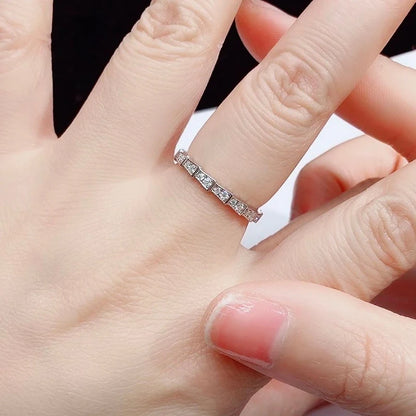 Moissanite Ring 100% Pass Diamond Tester Pen Matching Wedding Diamond Band for Women 925 Sterling Silver Female Single Tail Ring