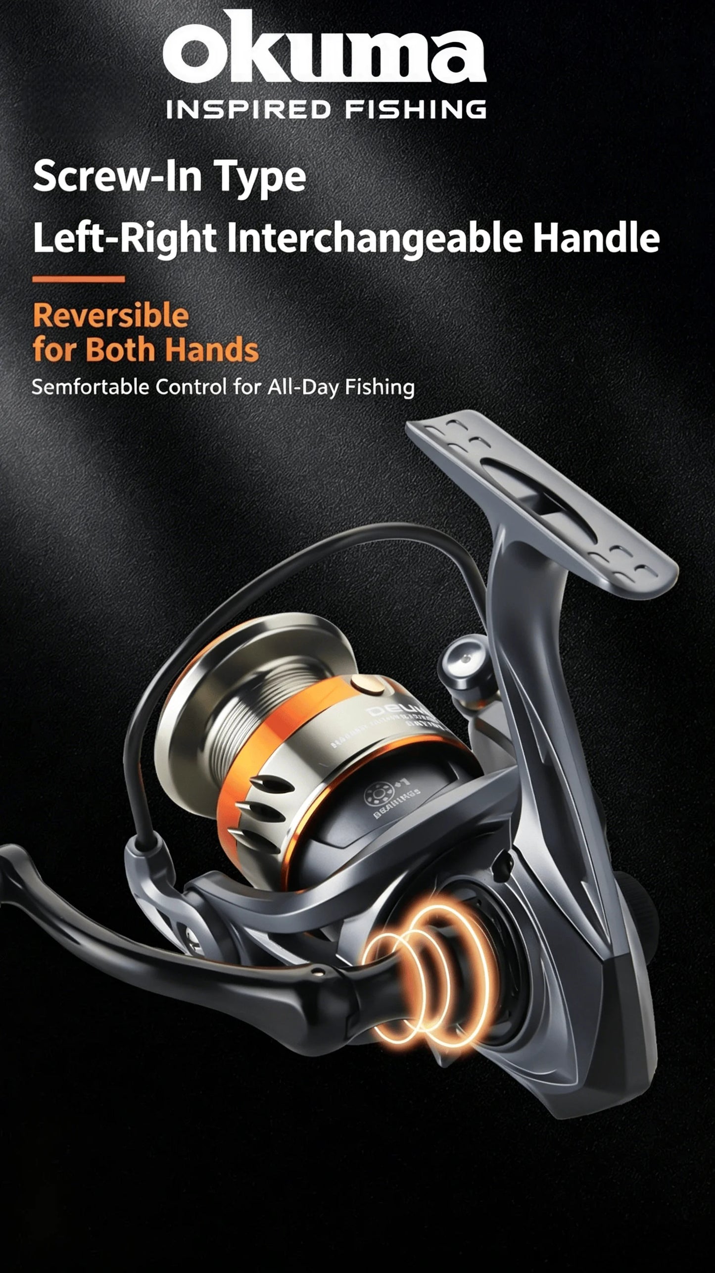 Okuma Spinning Reel Model 3+1 Ball Bearings 5.2:1 Ratio Corrosion Resistant Body Large Adjustment Drag Knob Fishing Wheel