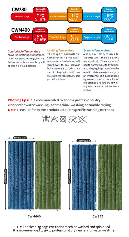 Naturehike Ultralight Backpacking Duck Down Sleeping Bag for Adults Warm Splicable Double Quilt 2 Person Sleeping Bags for Hiking Camping 3 Seasons