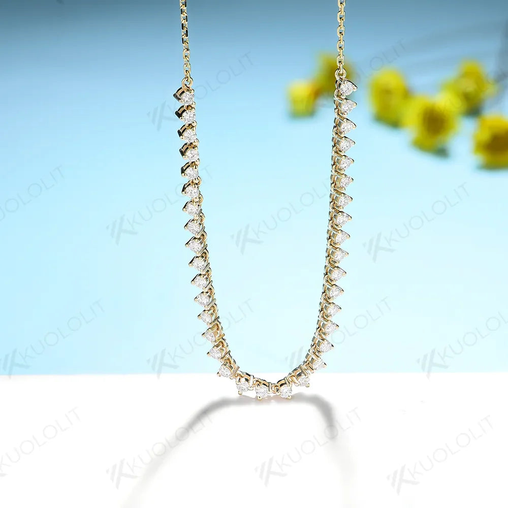 Kuololit 0.9CTW Moissanite DVS1 Necklaces for Women Men Solid 585 14K 10K 925 Sliver Yellow Gold Round for Anniversary Christmas