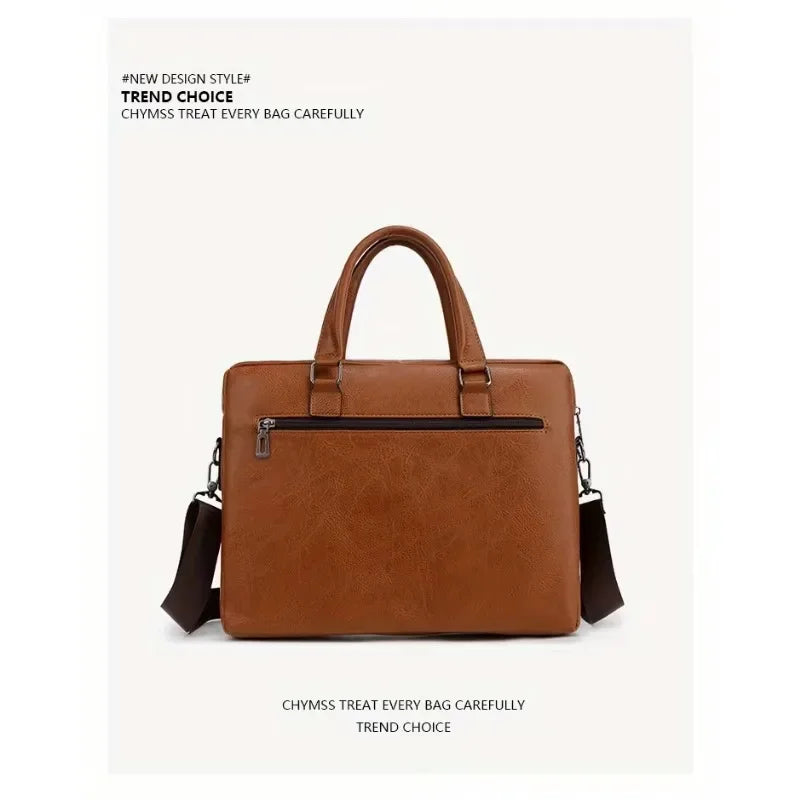PU Business Briefcase - A Lightweight Cross-body Bag with Ample Capacity, Perfect for Daily Commuting.