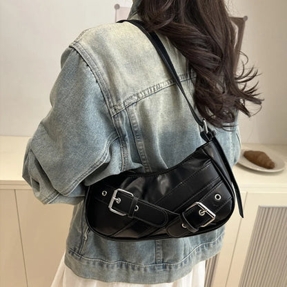 Y2K VintagePULeather WomenShoulderBag Small Crossbody Bag for Women Fashion Ladies Underarm Bag Clutch Purse Female Handbag