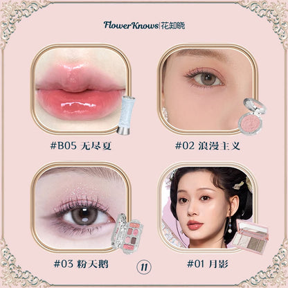 Flower Knowledge Swan Ballet Eyeshadow Lip Glaze Angel Lipstick Midsummer Night Blush Grooming Plate Set