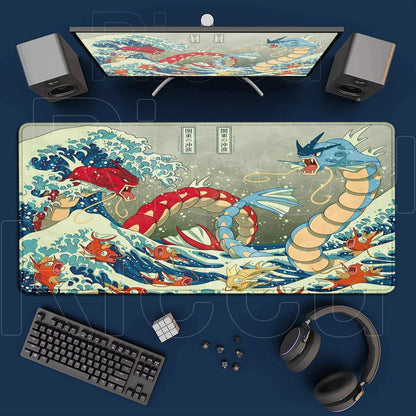 Gaming Anime P-Pokemons Gyarados Mousepad Large Non-slip Rubber Mouse Pad Gamer XXL 900x400mm Pc Keyboard Desk Mouse Mat Carpet