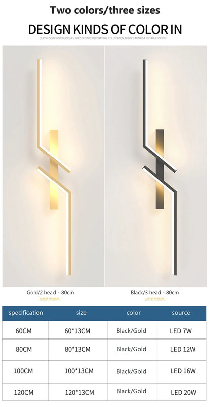 LED Wall Lamp Modern Minimalist Strip Wall Decor Lights Lighting For Bedroom Bedside Living Room TV Sofa Lobby Background Decor
