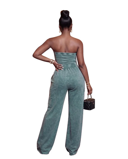 Jumpsuits Women One Piece Sleeveless Strapless Overalls Long Pants Elastic Waist Rompers Y2k Streetwear Jumpsuit Work 2026