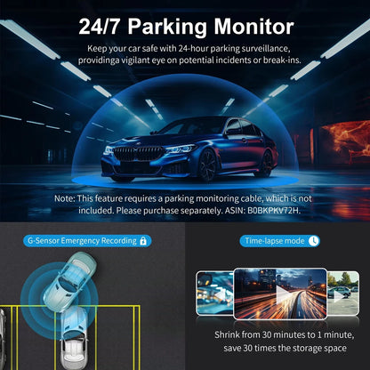 4K UHD Car Dash Camera DVR Night Vision Video Recorder with GPS Wi-Fi 24H Parking Monitoring Support for Vehicle Safety