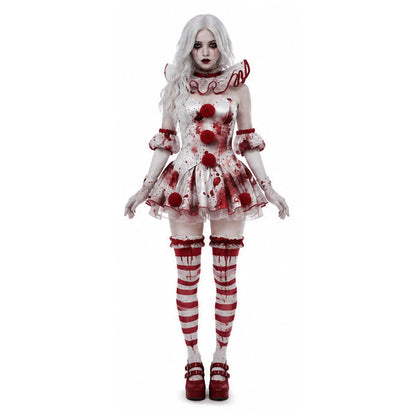 New Halloween Cosplay Costume Dark Clown Girl European Size Women's Cosplay Character Uniform for Party Bloody Clown