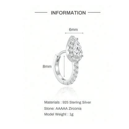 Aide 1PC 925 Sterling Silver INS Zircon Diamond Stud Earring Stud, Suitable For Women Daily Wear, Wedding Party, Valentine's Day