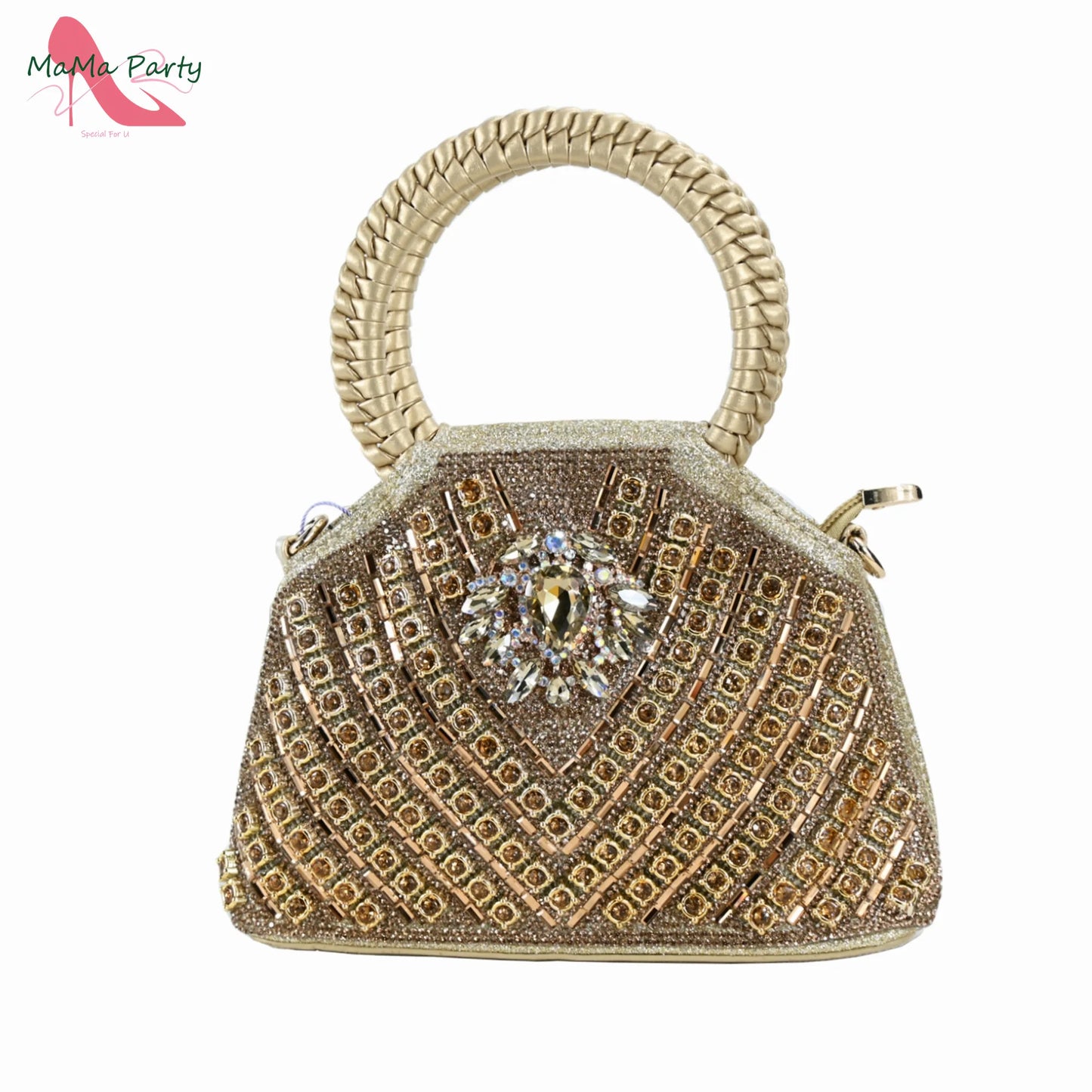 Purple Color New Arrivals Italian Design Nigerian Women Shoes and Bag Set Pointed Toe Slipper with Shinning Crystal for Party