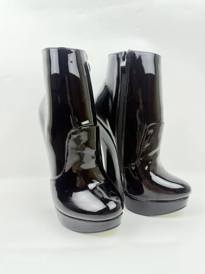 18CM Ultra High Heel Wedges Ballet Boots Pointed Toe Sexy Ankle Women Boots Plus Size 36-46 Black Size Zip Unisex Cosplay Shoes