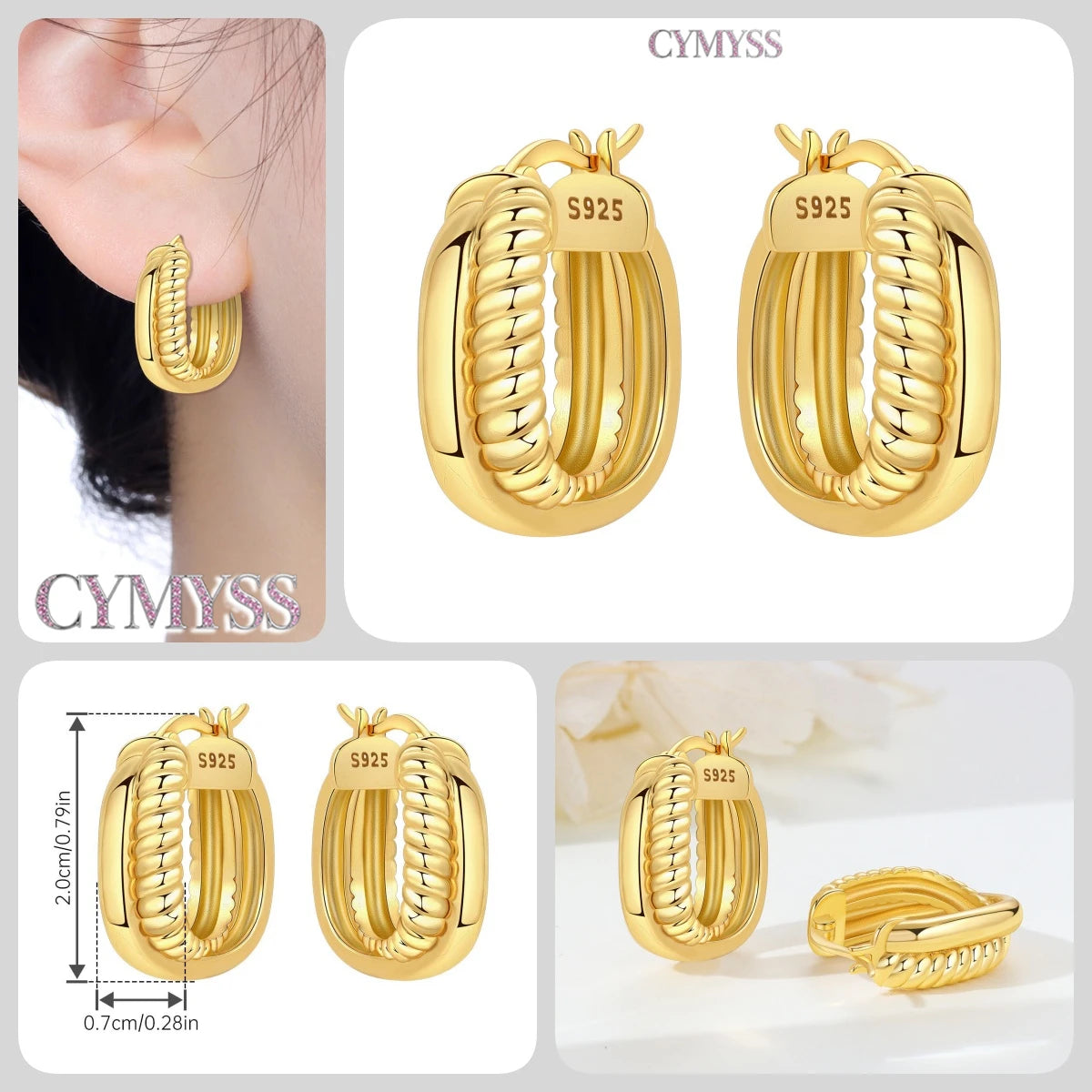 Original 925 Sterling Silver Heart Vintage Luxury Earrings Fashion 18K Gold Hoop Earrings for Women Piercing Jewelry Aretes 2026