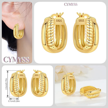 Original 925 Sterling Silver Heart Vintage Luxury Earrings Fashion 18K Gold Hoop Earrings for Women Piercing Jewelry Aretes 2026