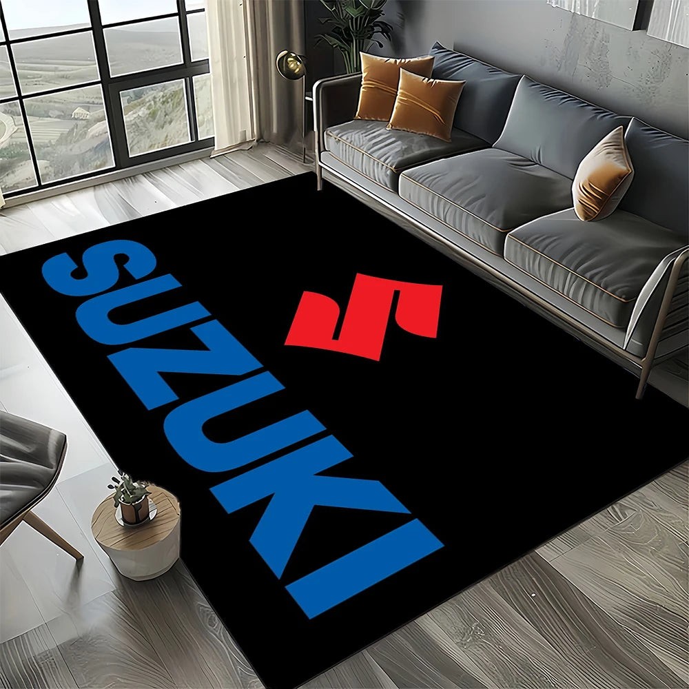 2025 Racing Car S-SUZUKI Logo Motorcycle Carpet Rug for Bedroom Living Room Home Sofa Decoration,kids Play Decor Floor Mat Gift