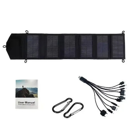 20W 6-Fold Portable Foldable Solar Charger Panel, USB 5V DC Full Time Power Output for Outdoor Mobile Power Supply