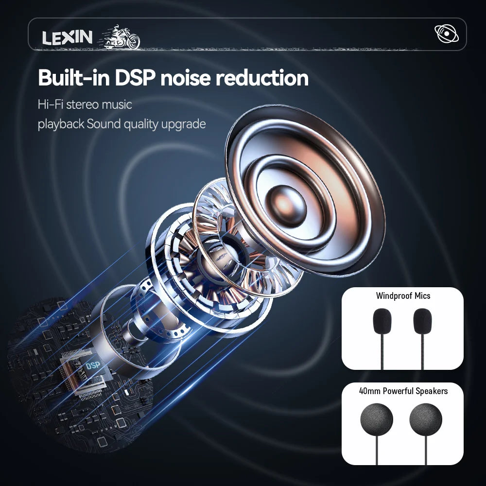 NEW-LEXIN G10 Motorcycle Helmet Intercom,8 riders Dual Qualcomm Bluetooth 5.1 intercom,Parallel Audio- intercom and stream music