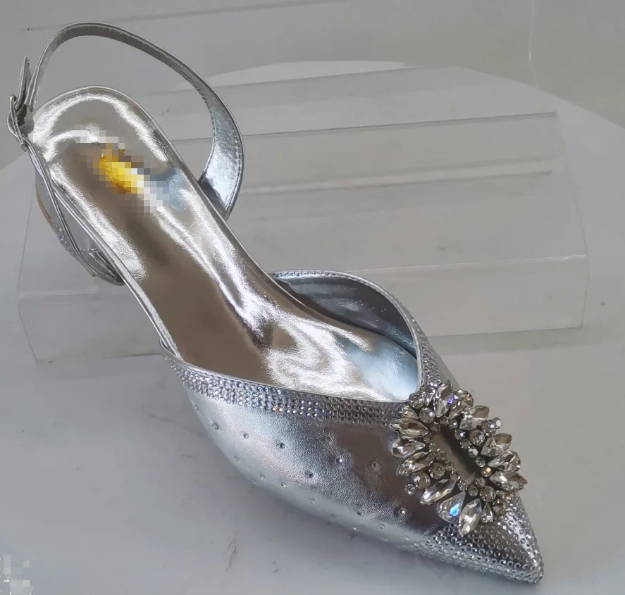 INSIGHTLINK Newest Golden Women High Heel with Bag Set Rhinestones Sandals Party Women's Shoes for Bridal Stiletto Luxury Pumps