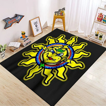 The Doctor Cartoon Yellow Carpet Mat Racing Theme Living Room Rug with Number 46 Signature Home Non-Slip Play Rugs for Bedroom