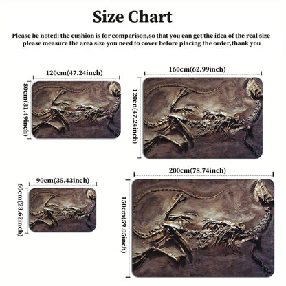 Dinosaur fossil excavation scene rug for kids room science educationdecor prehistoric animal print floor mat soft crystal velvet