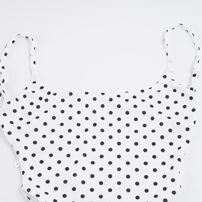SUCHCUTE Sexy Polka-dot Print Backless Jumpsuit For Women Y2k Aesthetic Rompers Party Club Bodysuits Summer One-piece Suit Chic