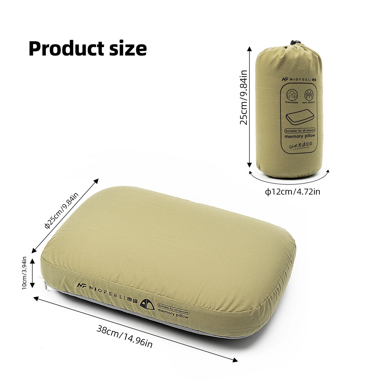 Soft Slow Rebound Memory Foam Pillow Outdoor Camping Travel Cervical Pillow Portable NoonBreak Pillow Neck Support Pillow