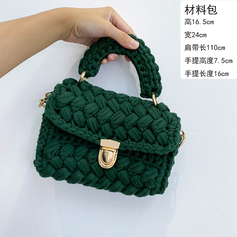 New Rope Woven Women Handbags Designer Knitting Chains Shoulder Crossbody Bag Casual Lady Hand Bags Small Flap Purses