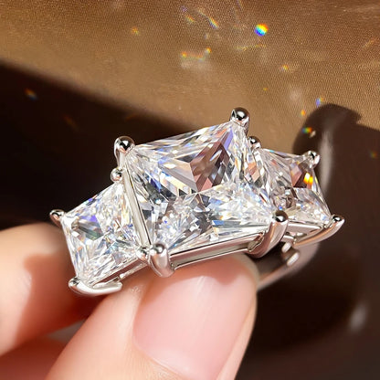 HORRIPAL New Princess Cut Moissanite Ring for Women High Quality S925 Sterling Silver GRA Wedding Engagement Shiny Fine Jewelry