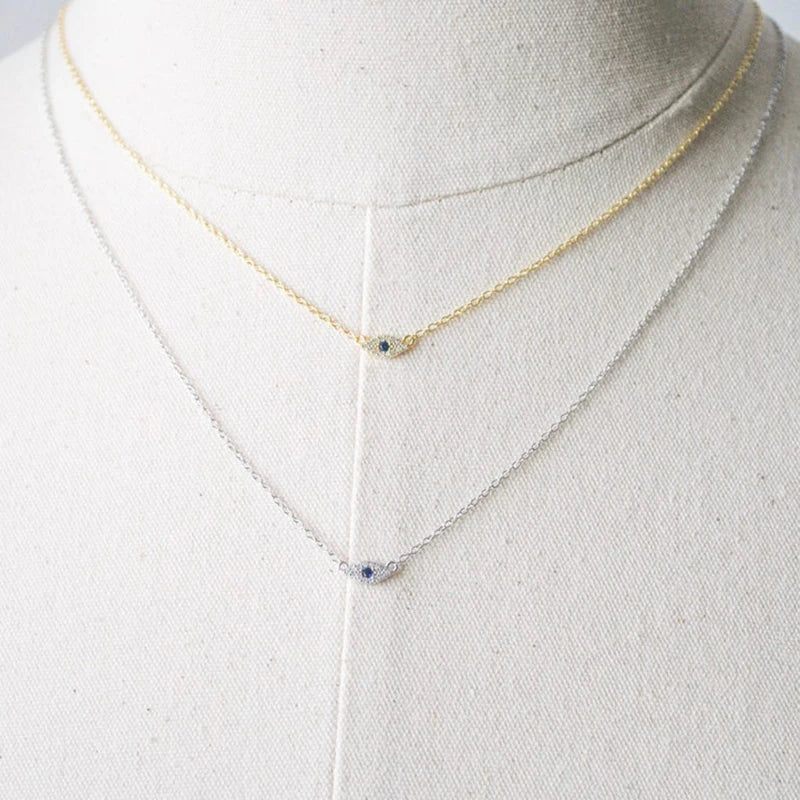 YooFaning 925 Sterling Silver Gold Chain Crystal Zirconia Evil Eye Necklace Diamond Anniversary Gift Wedding Girl Huggie Jewelry