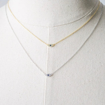 YooFaning 925 Sterling Silver Gold Chain Crystal Zirconia Evil Eye Necklace Diamond Anniversary Gift Wedding Girl Huggie Jewelry