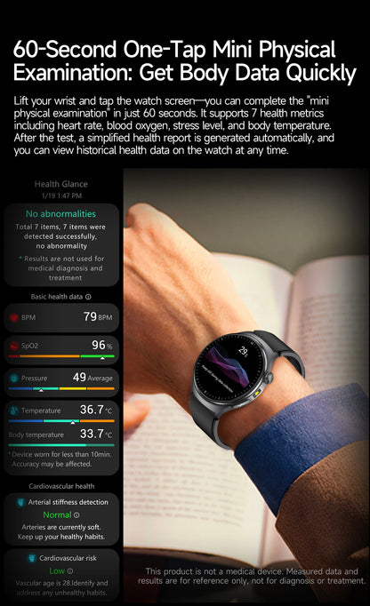 New Upgraded Heart Health Check Smart Watch Uric Acid Five Organ Examination Blood Pressure BT Call ECG smart watches Man 2026