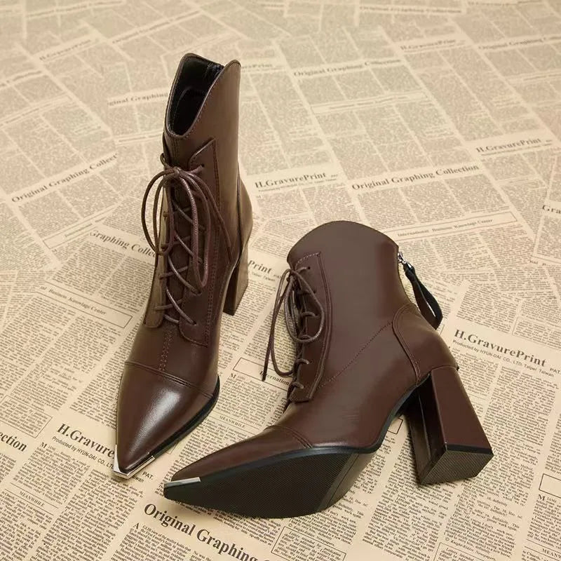 8cm High Heels Women's Ankle Boots Pointed Fashion Shoes Dress Designer Women's Boots 2025 Winter Sexy Chelsea Botas De Mujer