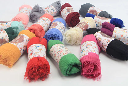 Ramadan Classics Crinkle Cotton Hijab Scarf Women Turban Muslim Shawl Plain Bandana Breathable Women's Shawls Foulard Hijab Hood