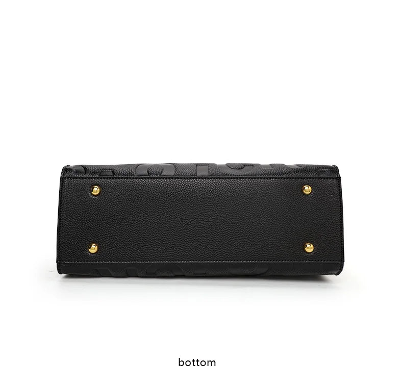 2026 New Large Capacity Contrast Letter Printed Women's Handbag High end Cowhide Mom's Bag