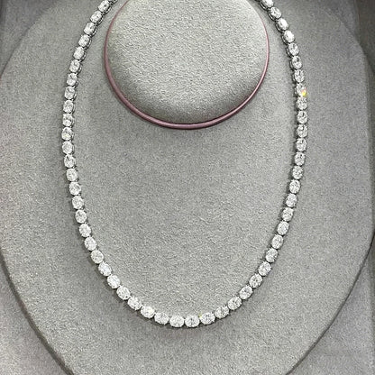 BXINY East West Oval Cut Moissanite Tennis Necklace S925 Silver 0.3-1.5CT Diamond Choker for Women Men Wedding Gift Fine Jewelry