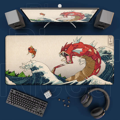 Gaming Anime P-Pokemons Gyarados Mousepad Large Non-slip Rubber Mouse Pad Gamer XXL 900x400mm Pc Keyboard Desk Mouse Mat Carpet
