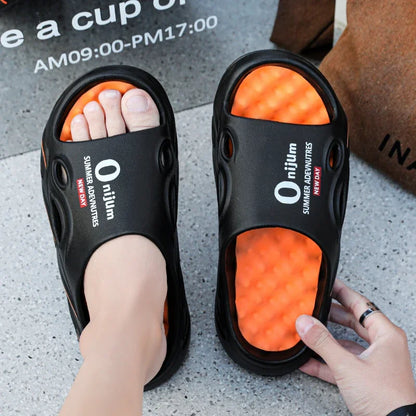 Summer Men's Massage Slippers Indoor Outdoor Sandals Beach Men Casual Shoes Comfortable Slides Flip-flop Men Women Home Slippers