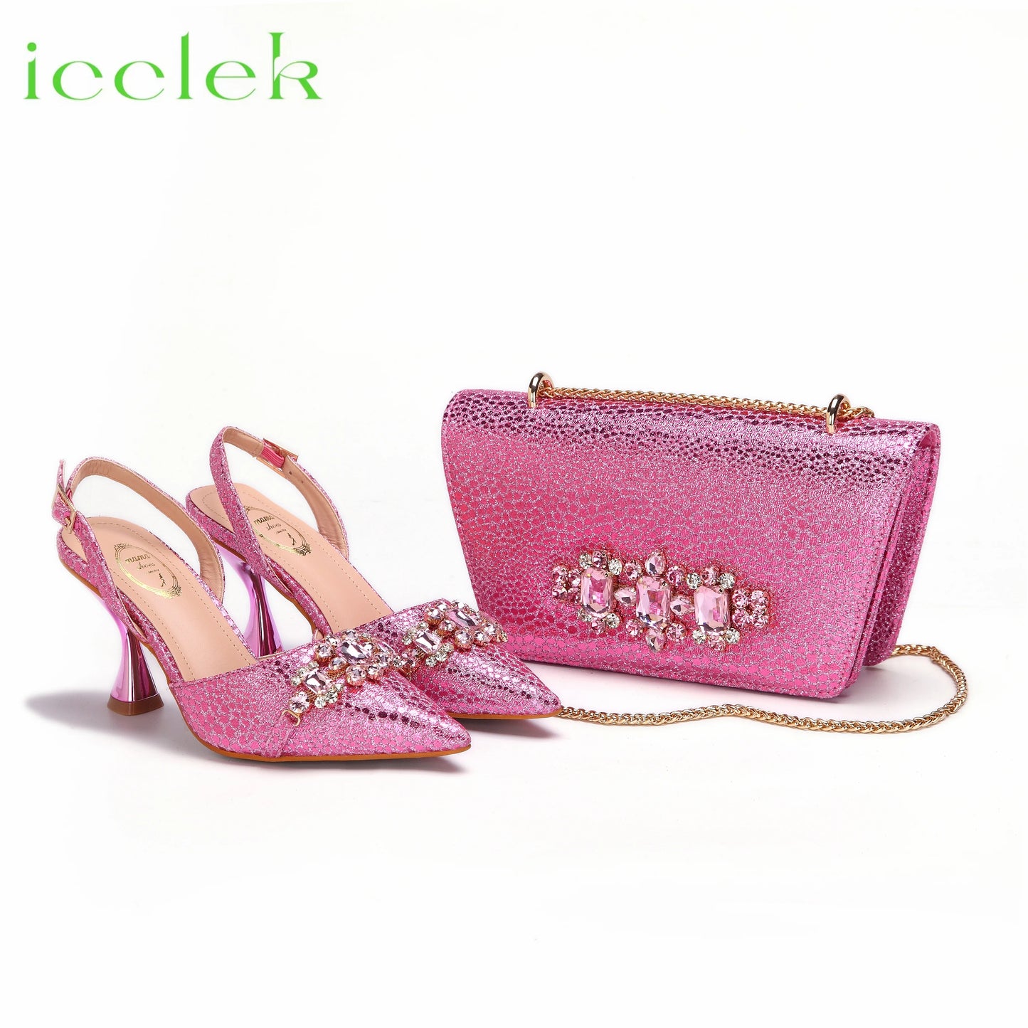 2024 Newest INS Style Green Color Elegant High Heels Nigeria Popular Design African Ladies Shoes And Bag Set for Wedding Party