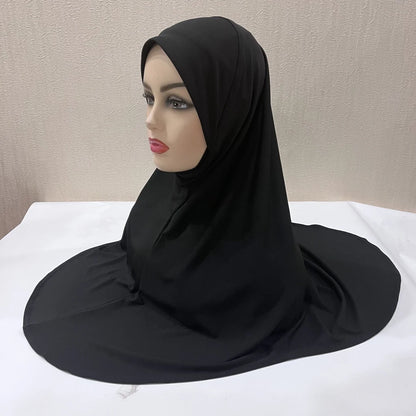 H124 Adults high quality big size muslim hijab scarf with chin part islamic headscarf hats armia pull on headwrap turban caps