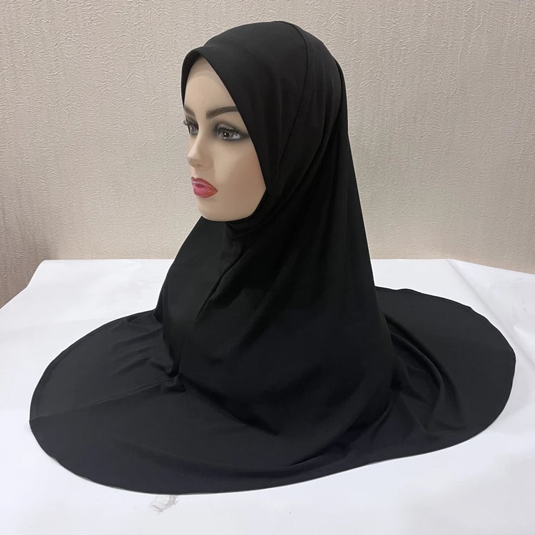 H124 Adults high quality big size muslim hijab scarf with chin part islamic headscarf hats armia pull on headwrap turban caps