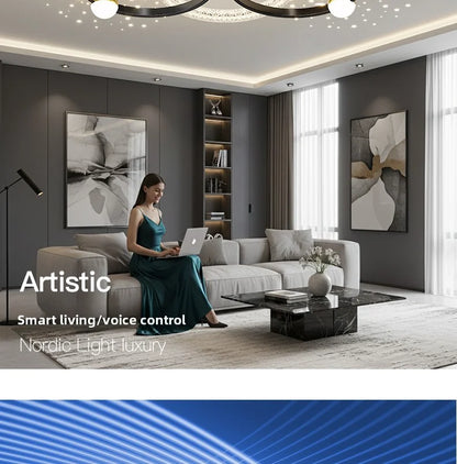 New Model Living Room Starlight Ceiling Lamp - Round Design Luxurious And High-End Modern And Minimalist Style Whirlwind Effect