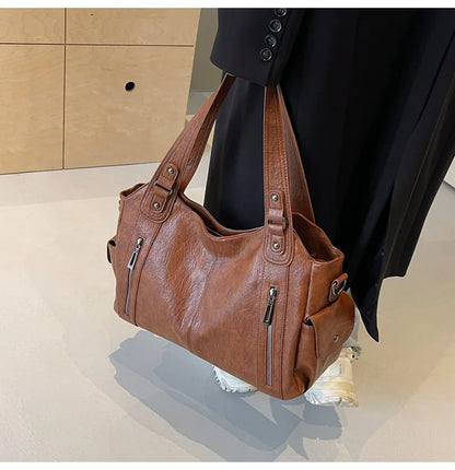 Soft Interior Compartment Shoulder Bags 2026 High Quality Contrasting Colors Bags for Women Fashion Zipper Pu Women's Handbags