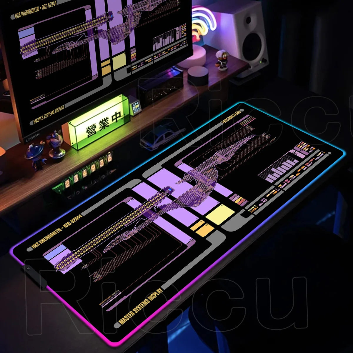 RGB Pc Gamer S-Star Treks Keyboard Expansion Mouse Pad LED Glowing Mat Rubber Backlight Gaming Computer Laptop Home Office Setup