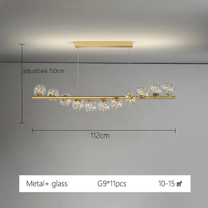 Line Glass Ball Pendant Lights Nordic LED Energy-Efficient Hanging Ceiling Lamp with Adjustable Cord for Dining Room Living Room