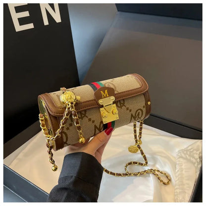 Light luxury brand-name high-end designer bag female 2025 new spring and summer niche shoulder bag messenger bag cylinder bag