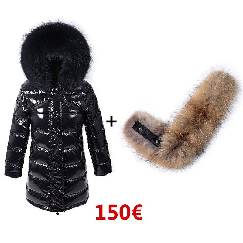 Maomaokong Winter Jacket Women Real Fur Coat Parkas Duck Down Lining Coat Real Raccoon Fur Collar Warm Black Streetwear