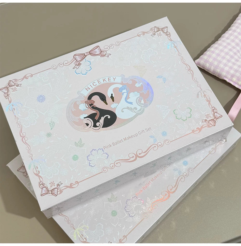 NICEKEY Face Makeup Sets Include 1*Lip mud,1*Pressed Powder,1*Highlight Powder,1*Eyeshadow Palette Powder With Necklace Gift