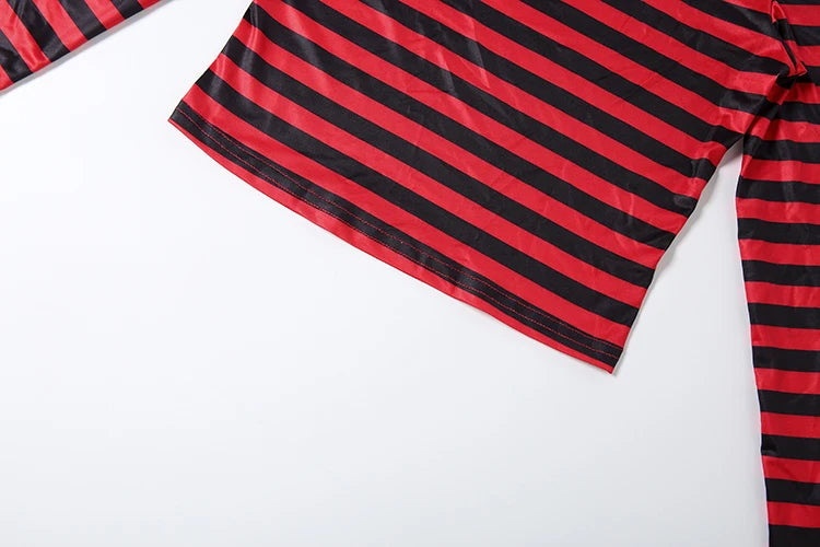 Weird Puss Striped Print 2-Piece Set Women O-Neck Full Sleeve Crop Tops+Mini Simple Skirt Spring Trend Skinny Classic Party Suit