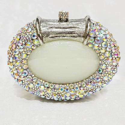 Large Stone Hard Metal Evening Clutch Bag Crystal Women Bags Luxury Designer Fashion  Party Banquet Clutch Purse Diamond Handbag