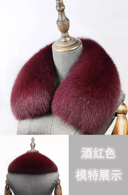 Natural Fox Fur Collar Removable Real Fur Square Collar for Coat Fashion Accessory for Women down Jacket Large Scarf Scarves