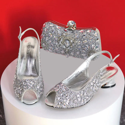 2024 Shoes and Bag for Party Wedding Plus Size Women Shoes 43 High Heels Sexy Ladies Luxery Shoes Women Dress Pumps with Purse